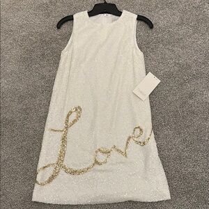 Theia White and Gold “Love” Dress for Wedding bride or bride to be